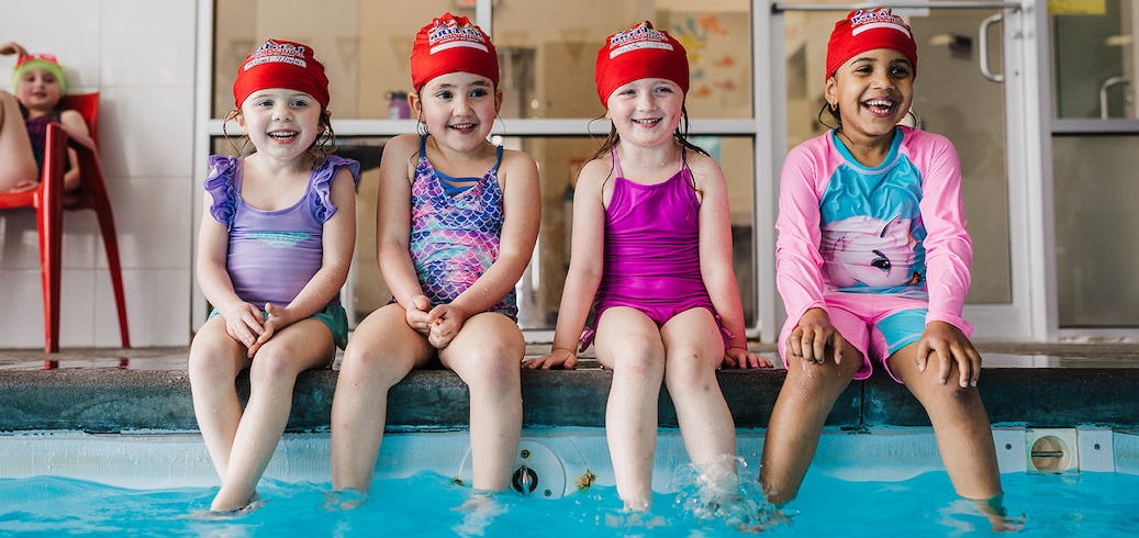 Children attending a swim class